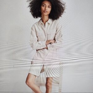 Madewell Corduroy Long sleeve Mini Shirt dress - M - Harvest Moon / Cream